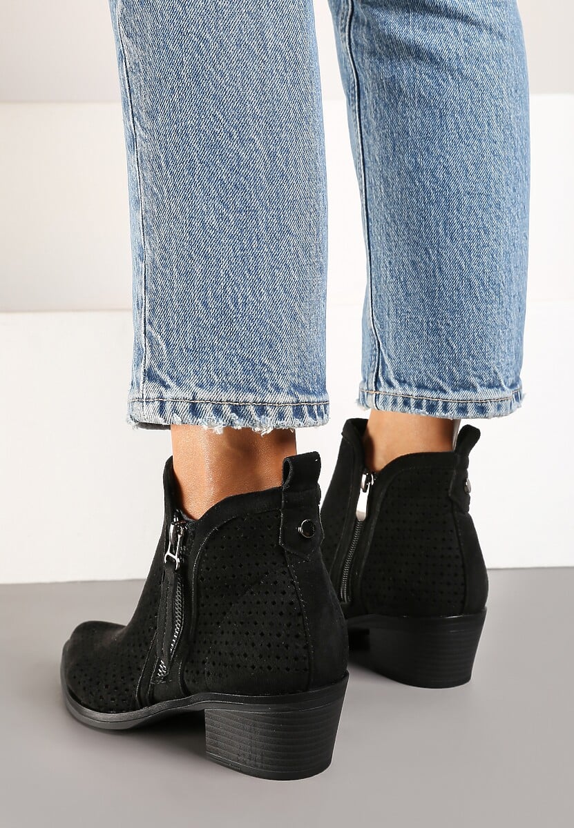 Black block heel ankle boots