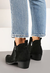 Black block heel ankle boots