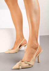 Bež štikle na tanku petu