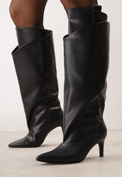 Black high-heeled boots