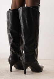 Black high-heeled boots