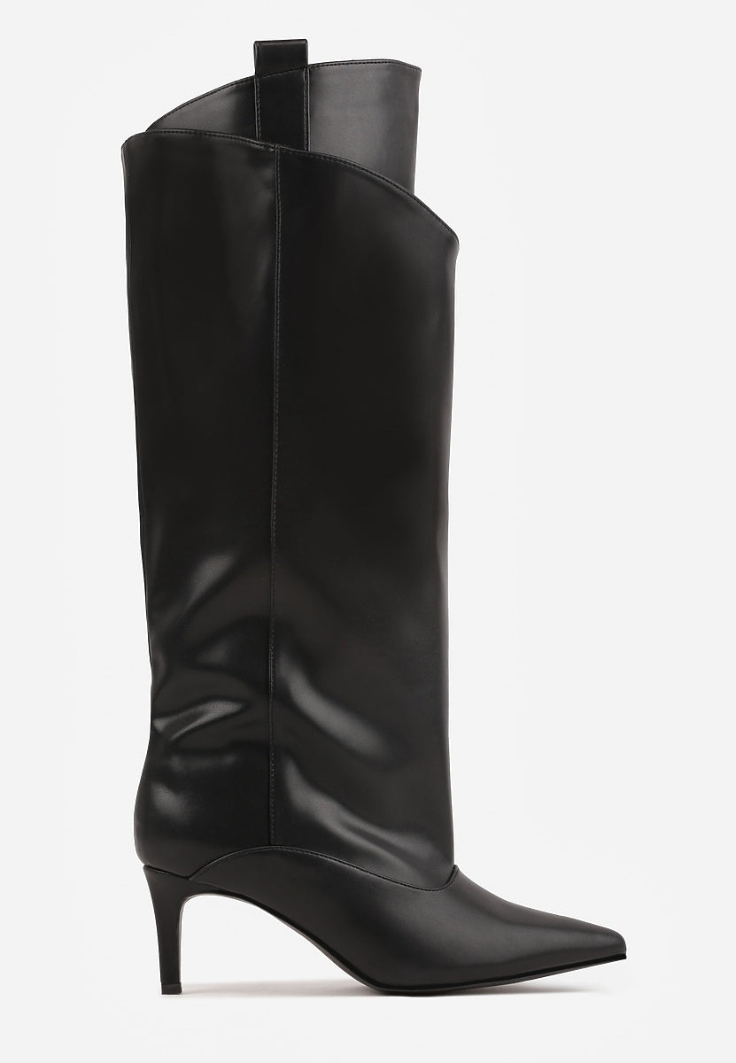 Black high-heeled boots