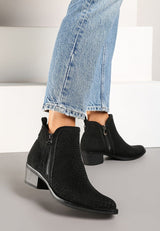 Black block heel ankle boots