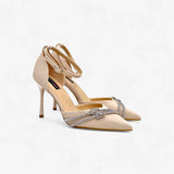 Beige heels on a thin heel