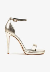 Gold sandals on a thin heel