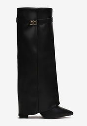 Black block heel high boots