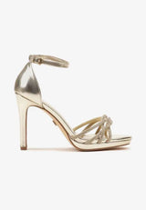 Gold sandals on a thin heel
