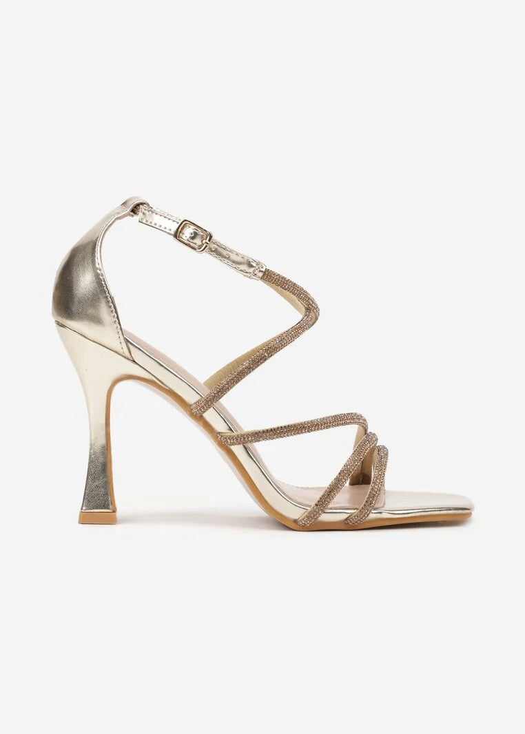 Zlatne sandale na tanku petu - Cipelice