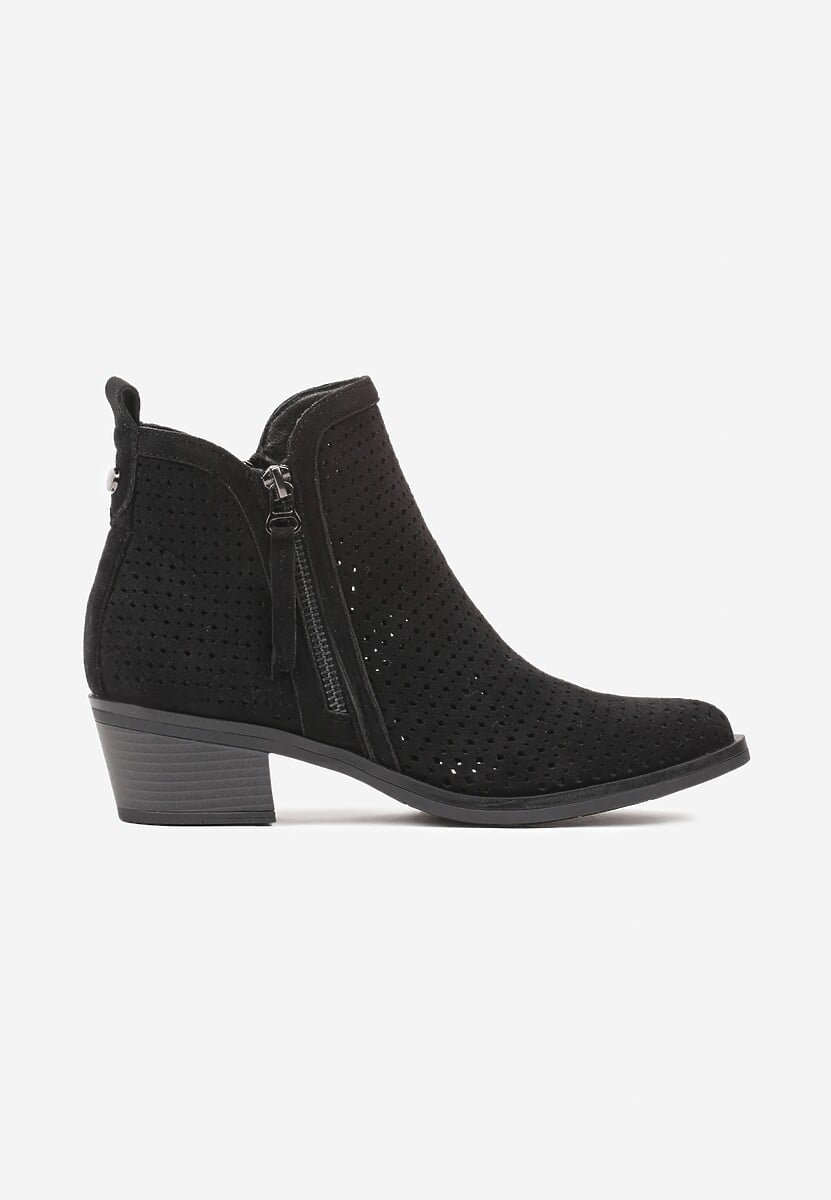Black block heel ankle boots