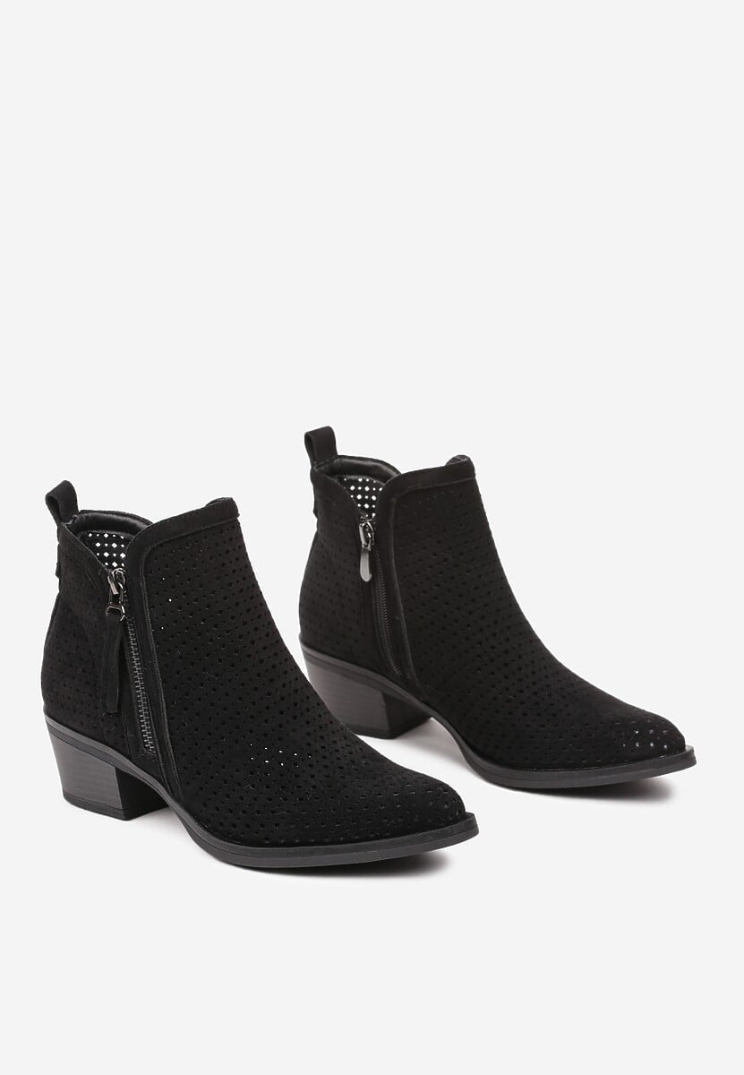 Black block heel ankle boots