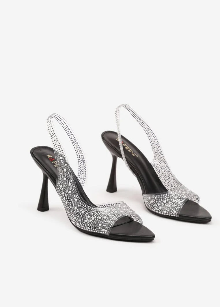 Crne sandale na tanku petu - Cipelice