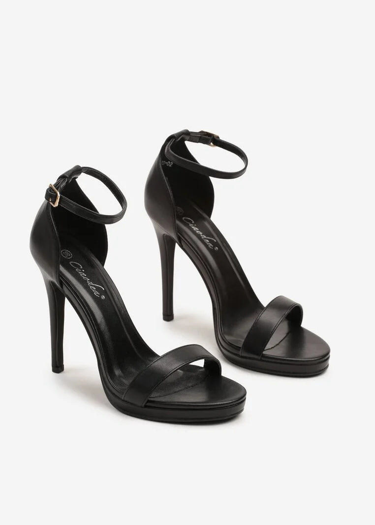 Crne sandale na tanku petu - Cipelice