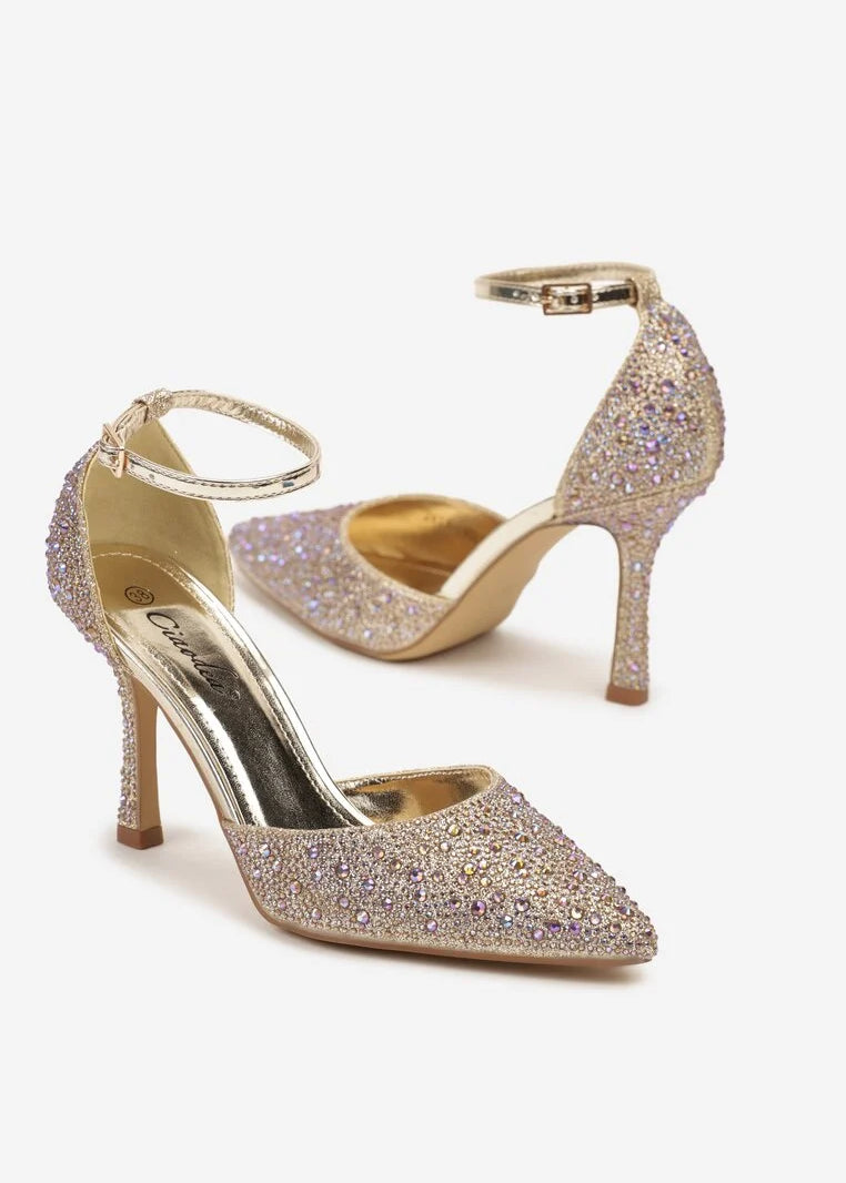 Zlatne štikle na tanku petu - Cipelice