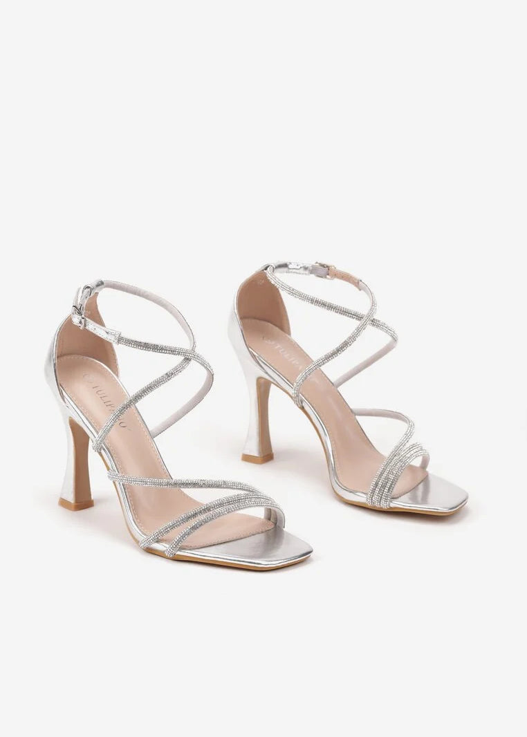 Silver sandale na tanku petu - Cipelice