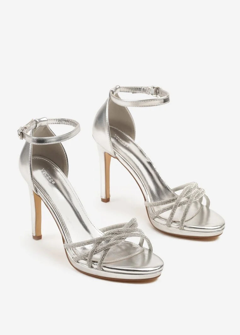 Silver sandale na tanku petu - Cipelice