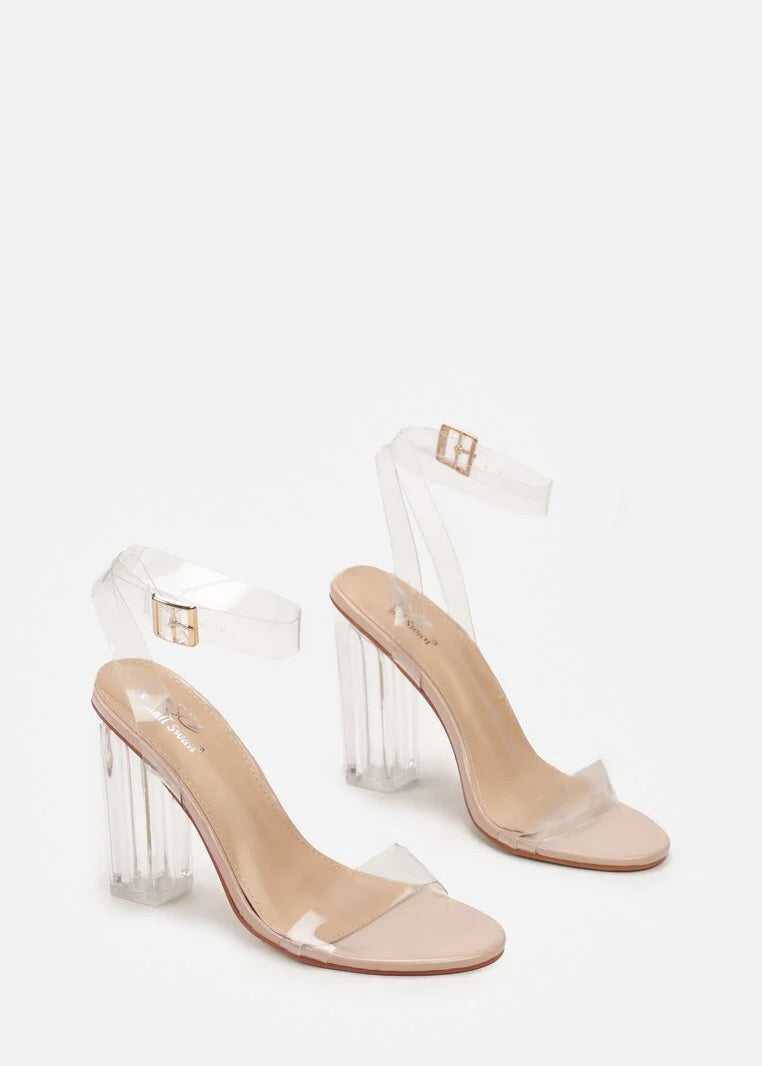 Bež prozirne sandale na blok petu - Cipelice