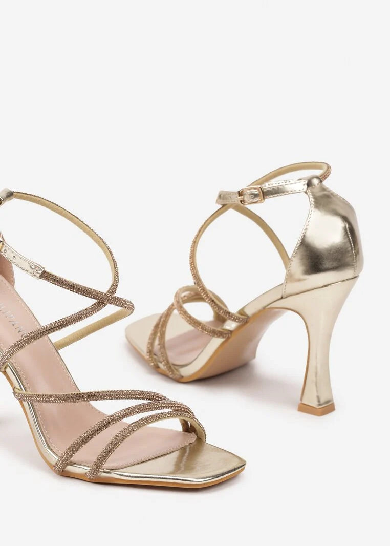 Zlatne sandale na tanku petu - Cipelice