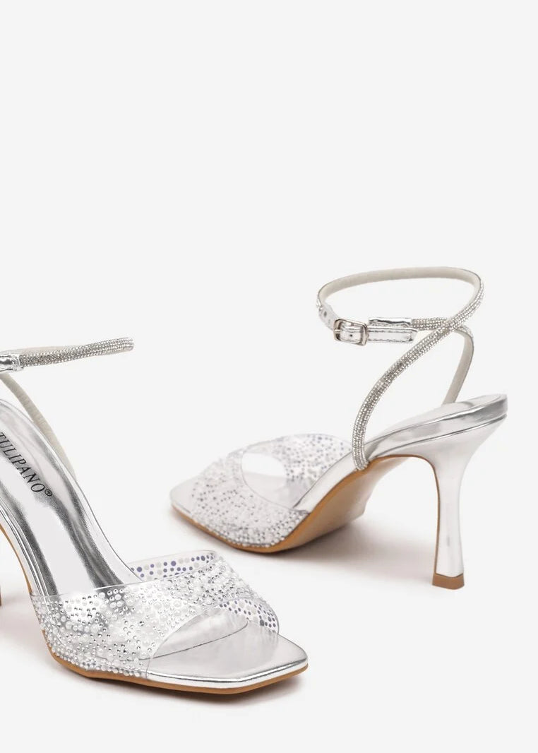 Bijele sandale na tanku petu - Cipelice