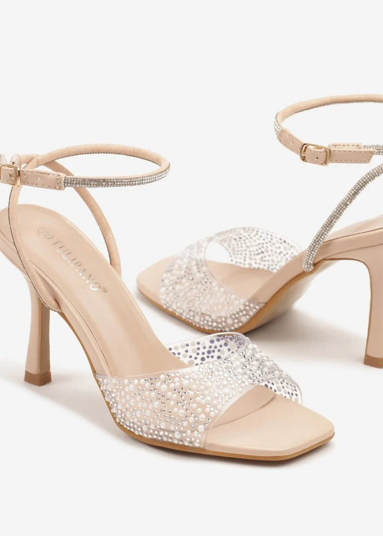 Bež sandale na tanku petu - Cipelice