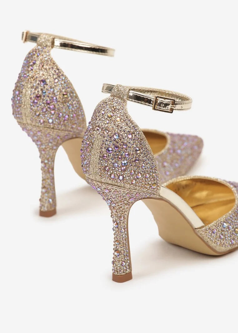 Zlatne štikle na tanku petu - Cipelice