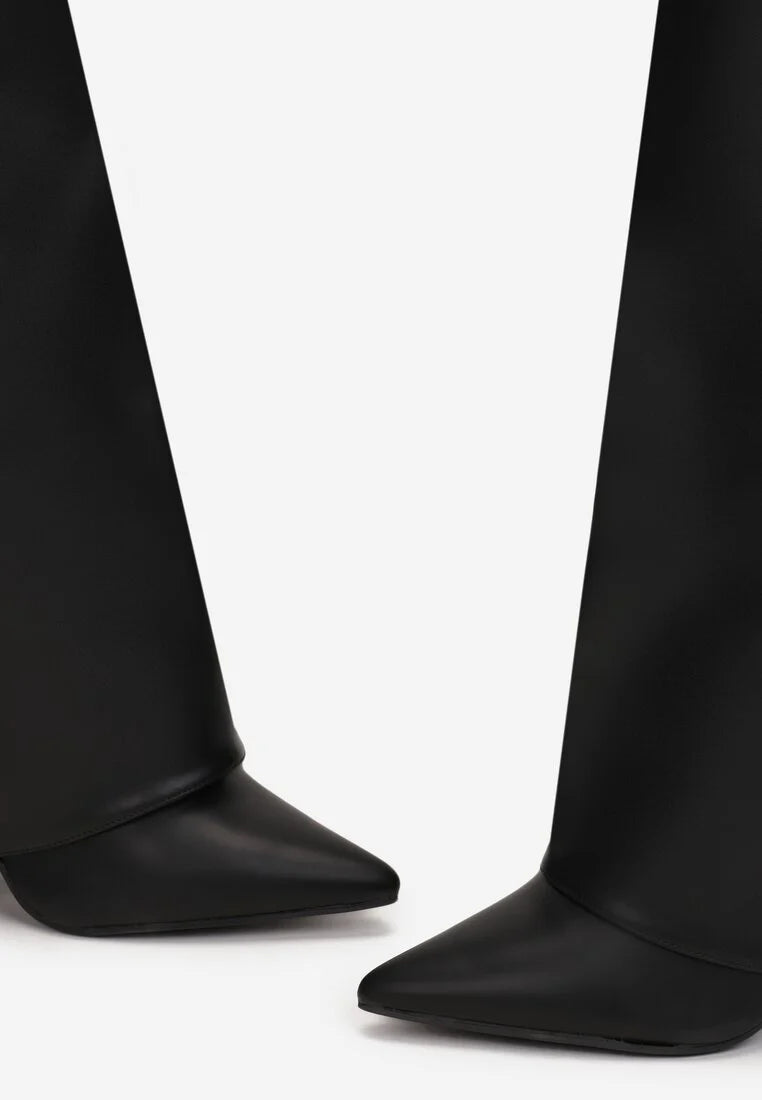 Black block heel high boots