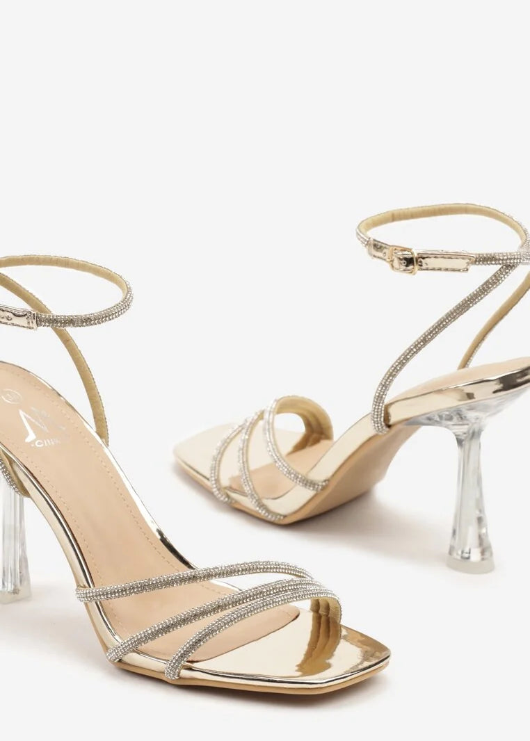 Zlatne sandale na tanku petu - Cipelice