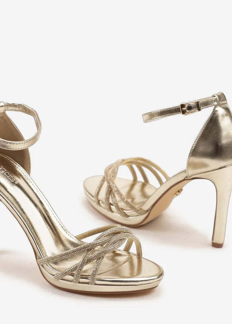 Zlatne sandale na tanku petu - Cipelice