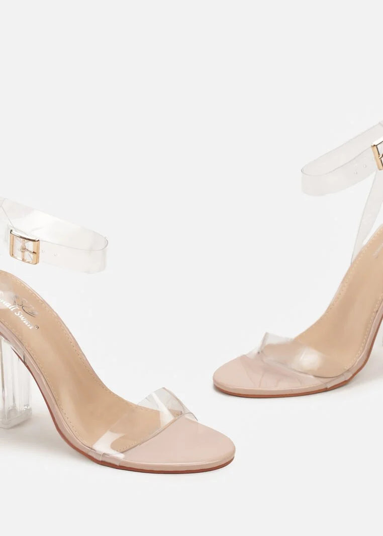 Bež prozirne sandale na blok petu - Cipelice