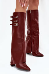 Burgundy block heel boots