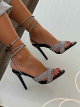 Crne sandale na tanku petu