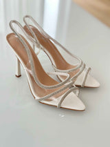 Bijele sandale na tanku petu