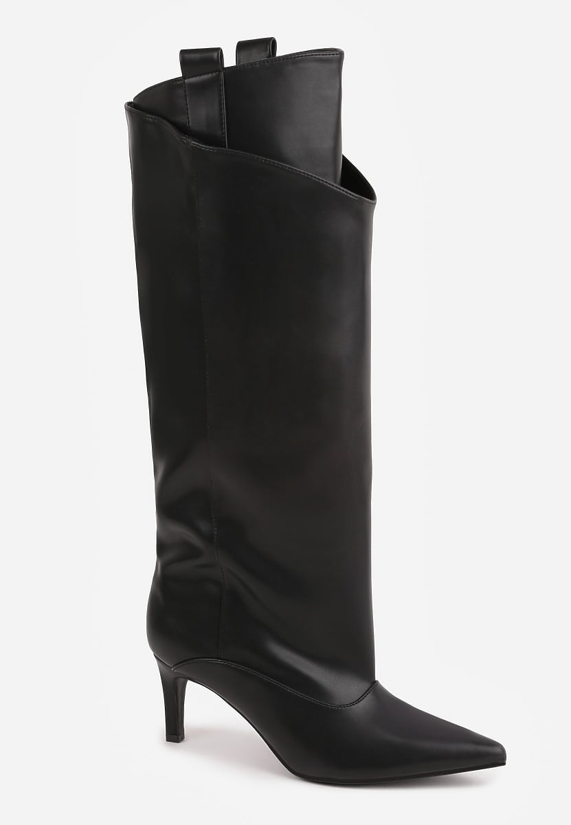 Black high-heeled boots