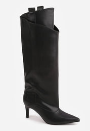 Black high-heeled boots