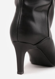 Black high-heeled boots