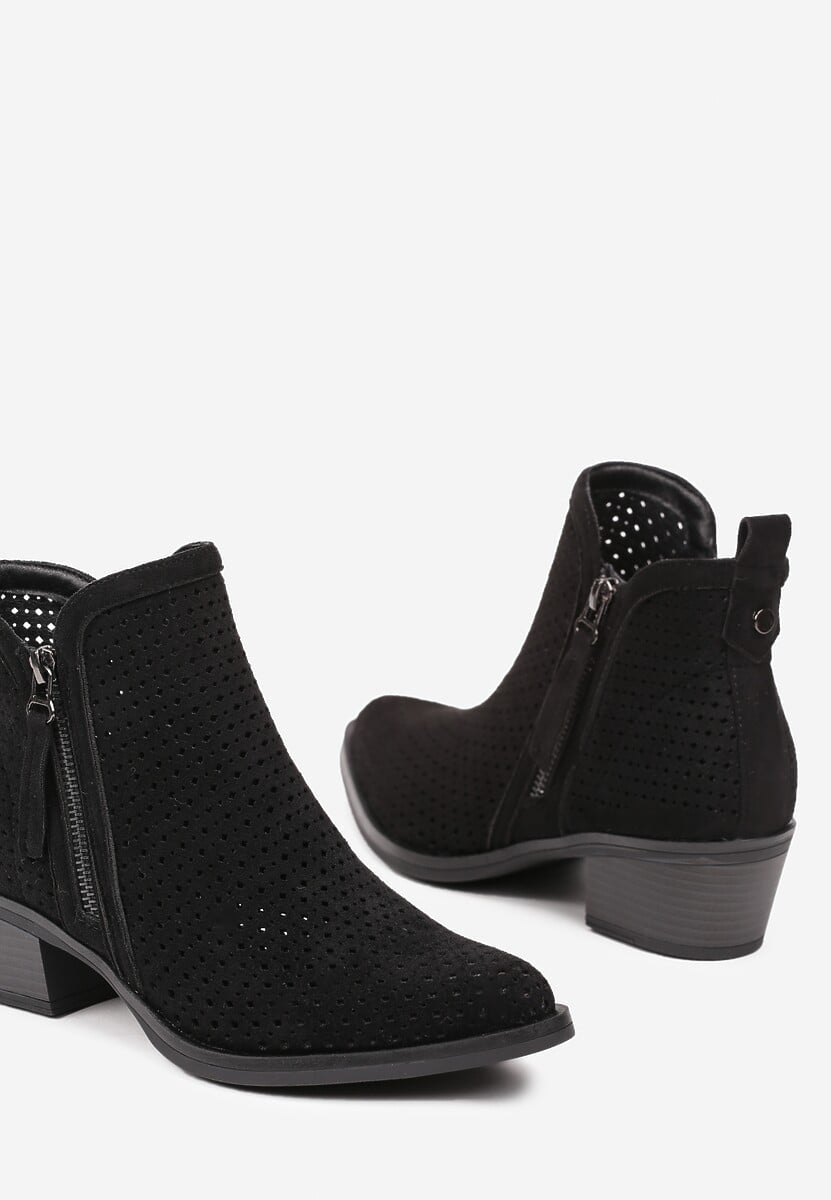 Black block heel ankle boots