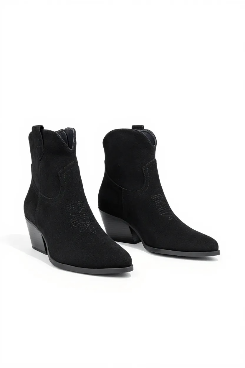 Black block heel ankle boots