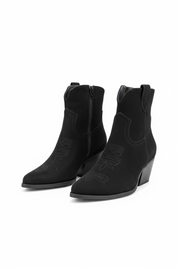 Black block heel ankle boots