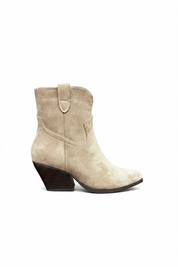 Khaki block heel ankle boots