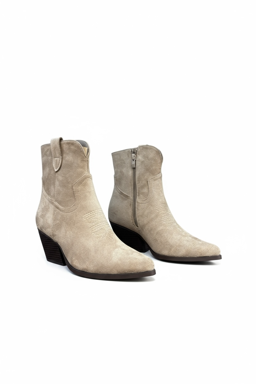 Khaki block heel ankle boots