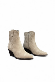 Khaki block heel ankle boots