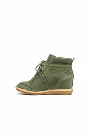 Olive green genuine leather sneakers