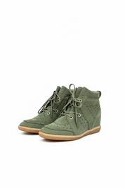 Olive green genuine leather sneakers