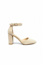 Beige sandal with block heel