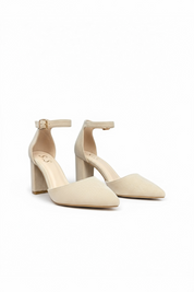 Beige sandal with block heel