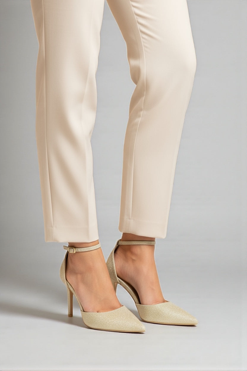 Black sequined stilettos with a thin heel