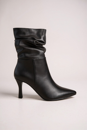 Black ankle boots with a thin heel