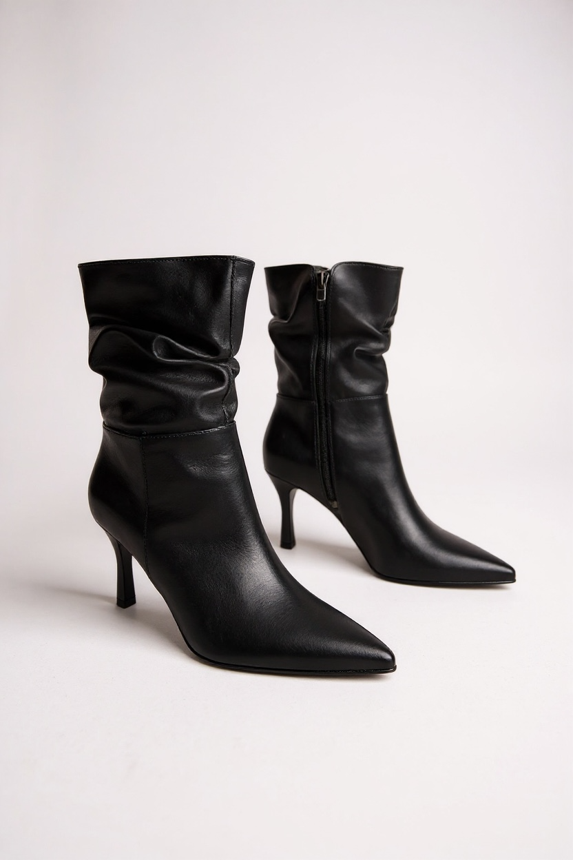 Black ankle boots with a thin heel