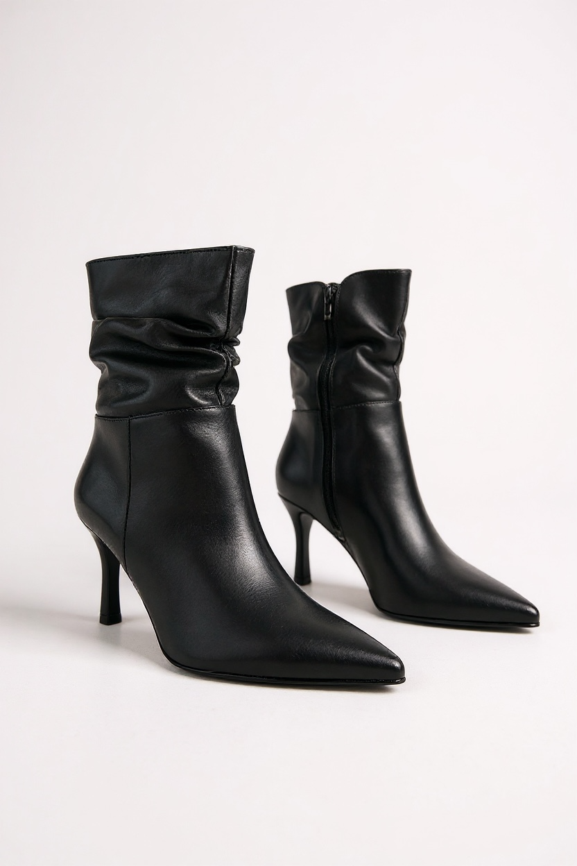 Black ankle boots with a thin heel