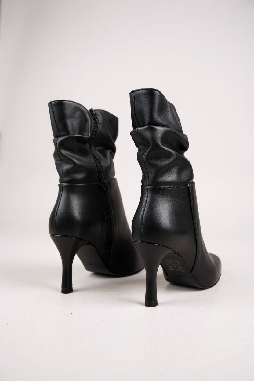 Black ankle boots with a thin heel