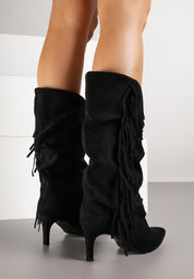 Crne čizme na tanku petu